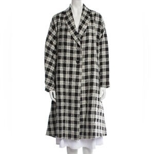 Reformation Plaid Print‎ Swing Coat Black White Women's XS